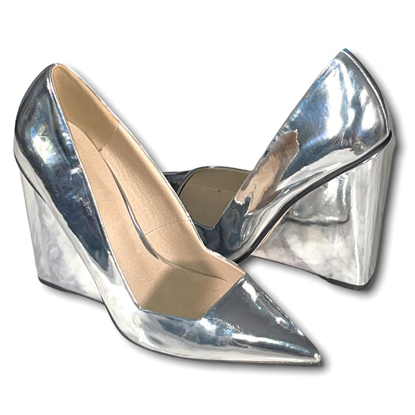 ASOS Silver Wedge Heels (US 7/UK 5)