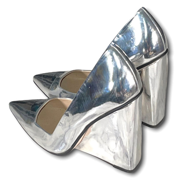 ASOS Silver Wedge Heels (US 7/UK 5)