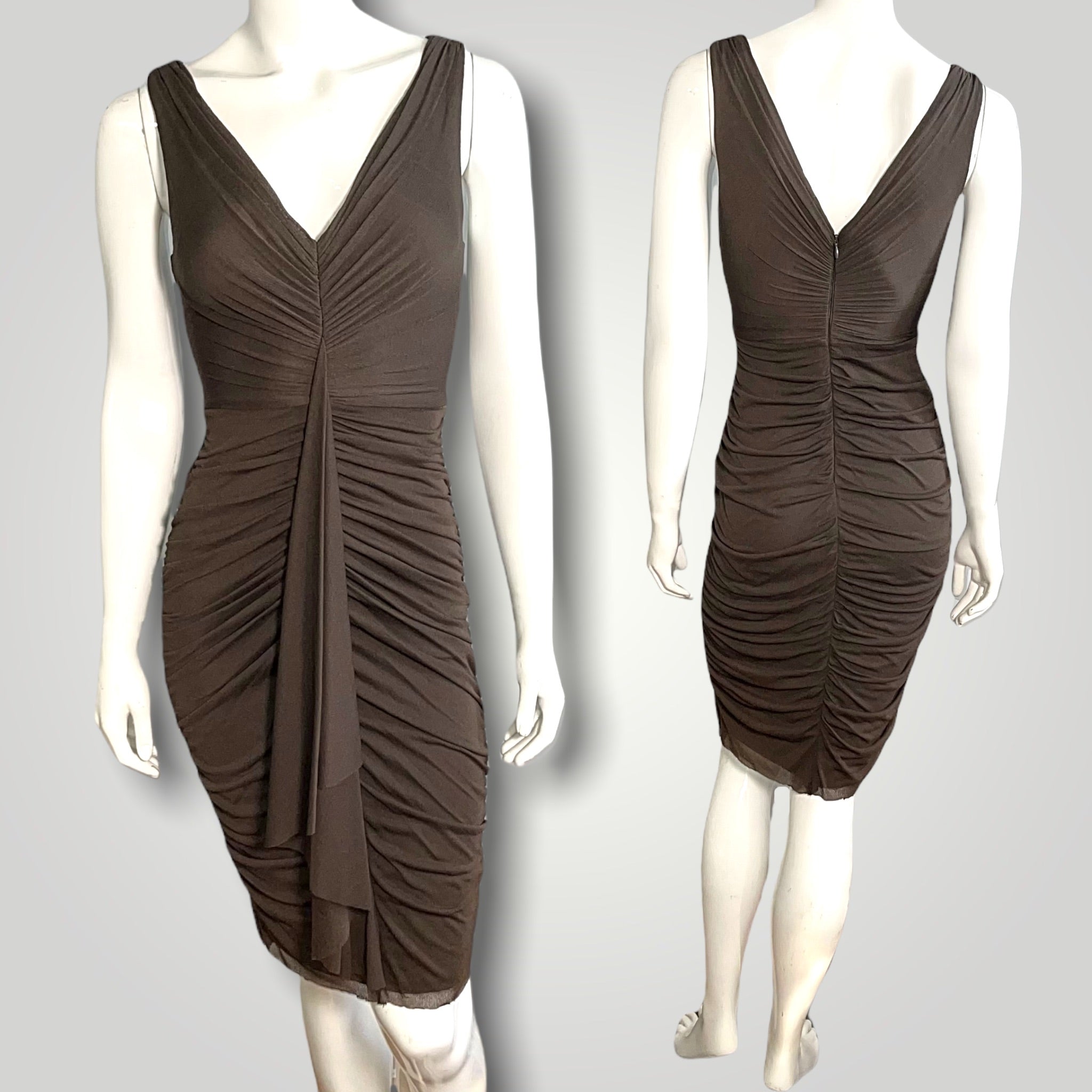 BCBGMaxazria Ruched Waterfall Dress (XXS)