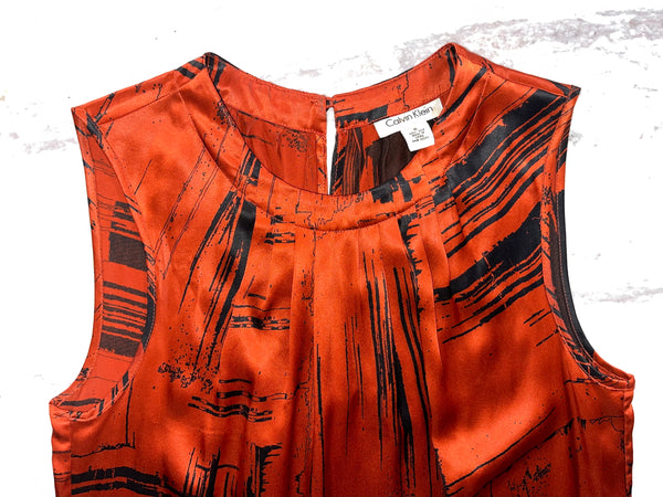 Vintage CALVIN KLEIN Silk Brush Stroke Shift Dress (US 6)