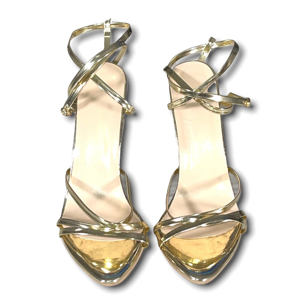 Gold Metallic Strappy Heels (UK 41)