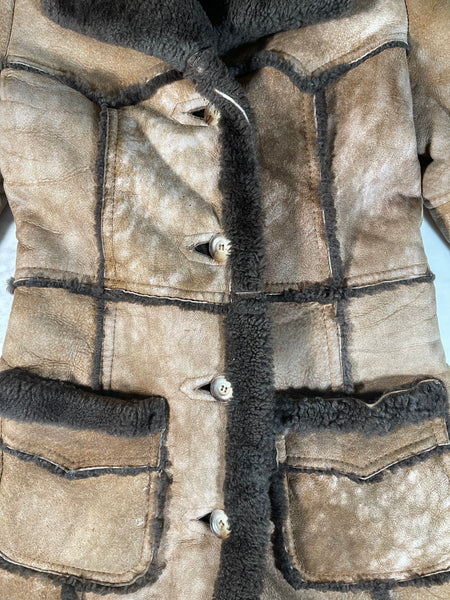 Vintage Two-Toned Brown Shearling Coat (XS-S)