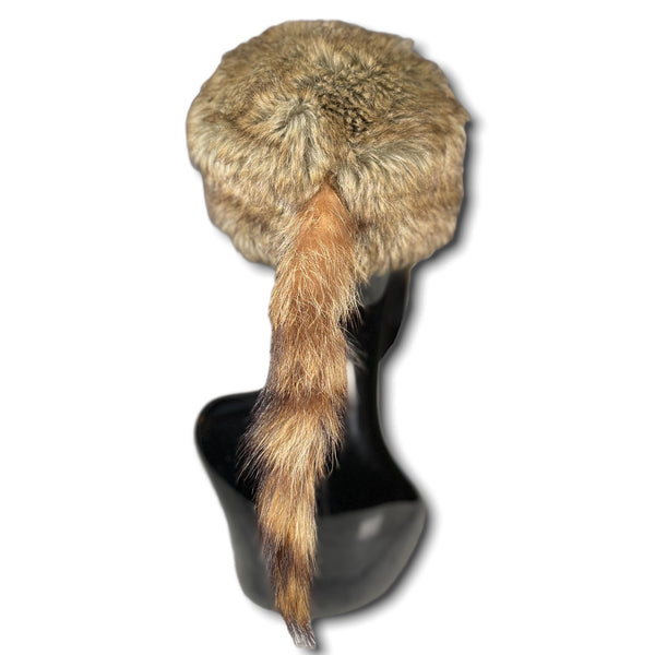 Vintage Racoon Tail Davy Crockett Hat (S-M)