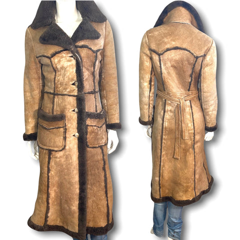 Vintage Two-Toned Brown Shearling Coat (XS-S)