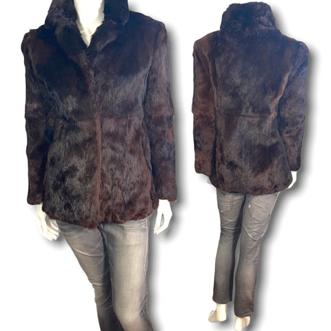 Vintage Chocolate Brown Rabbit Fur Coat (S)