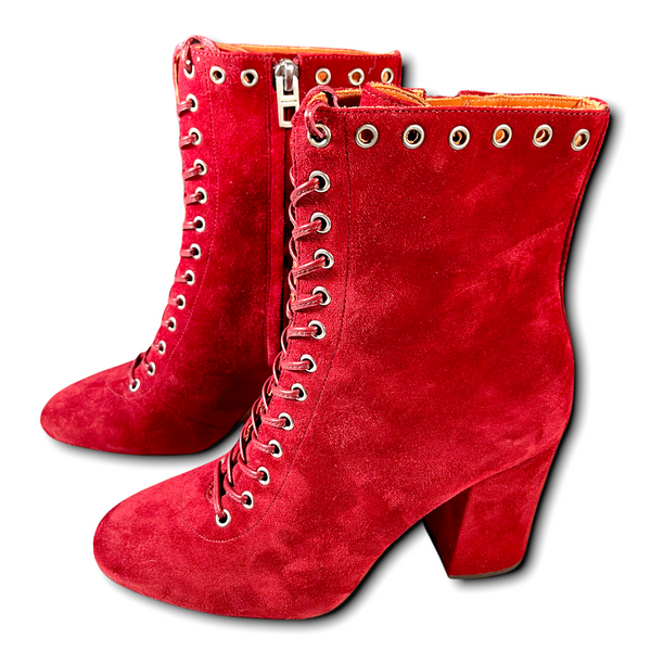 COACH Dark Fuschia/Merlot "Dean" Lace-up Boots (US 5.5)