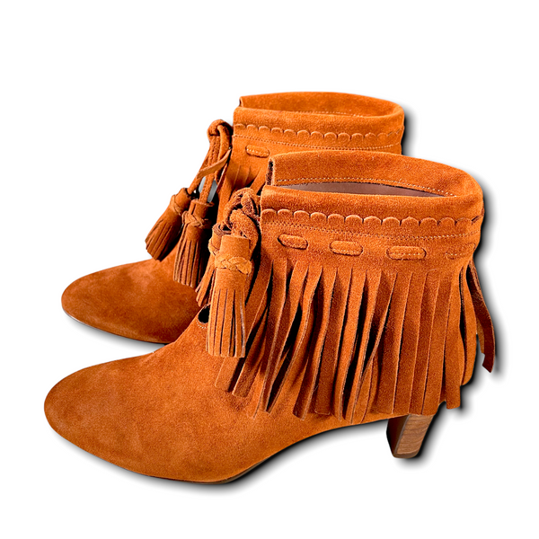 SEE BY CHLOÉ Brown Suede Fringe Boots (EUR 38/US 7.5)