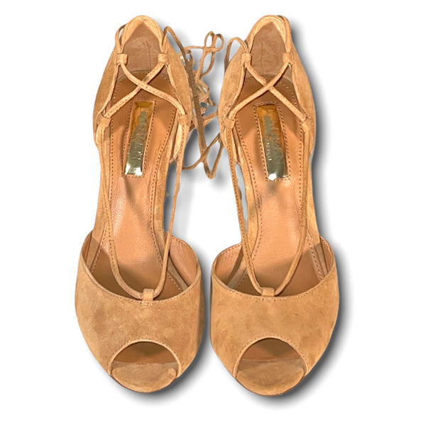 Tan Suede RALPH LAUREN Lace-up Heels (US 7.5)