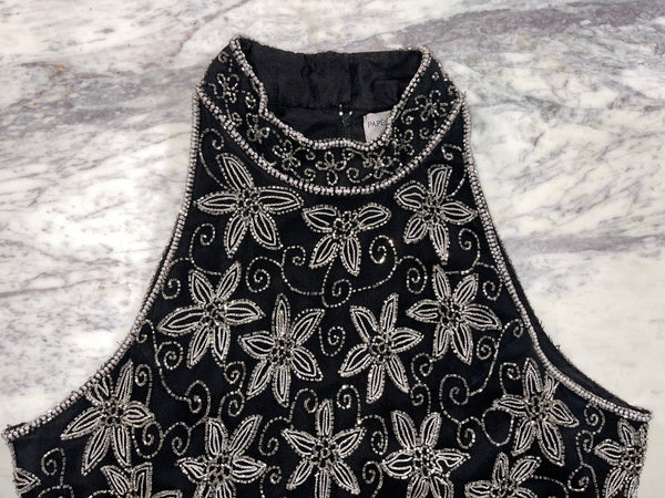 Vintage Beaded + Pearl Flower Top (M-L)