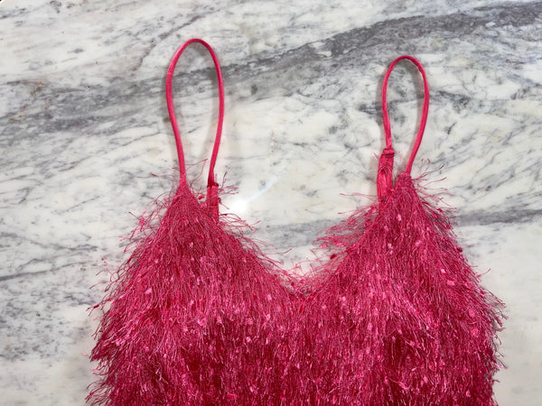 Fuchsia Feather Dress (M)