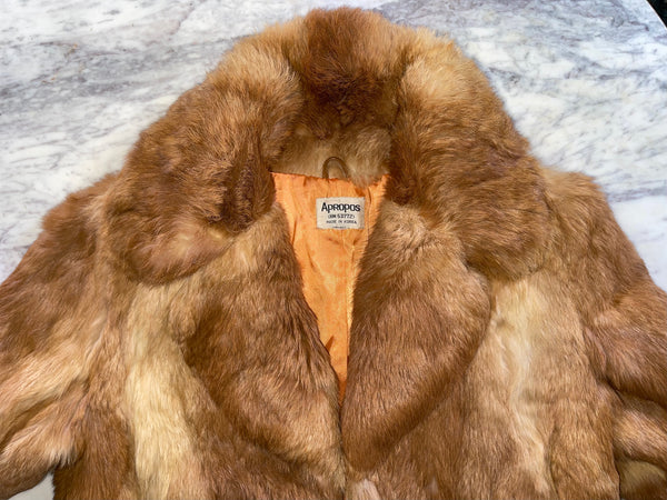 Vintage Cognac Brown Rabbit Fur Jacket (XS-M)