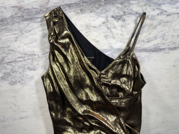 RIVER ISLAND Metallic Bronze Liquid Lamè Dress (UK 6/EUR 32)