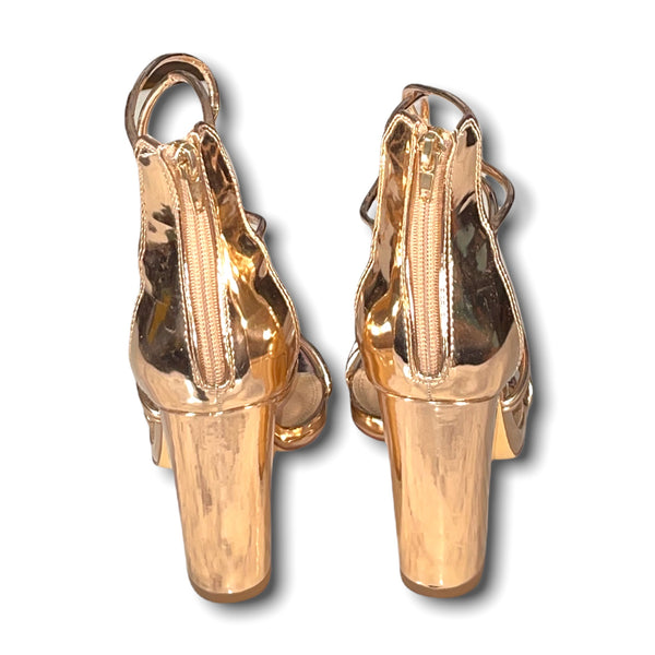 LILIANA Rose Gold Block Heels (US 7.5)