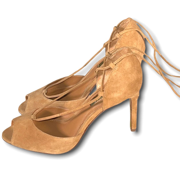 Tan Suede RALPH LAUREN Lace-up Heels (US 7.5)