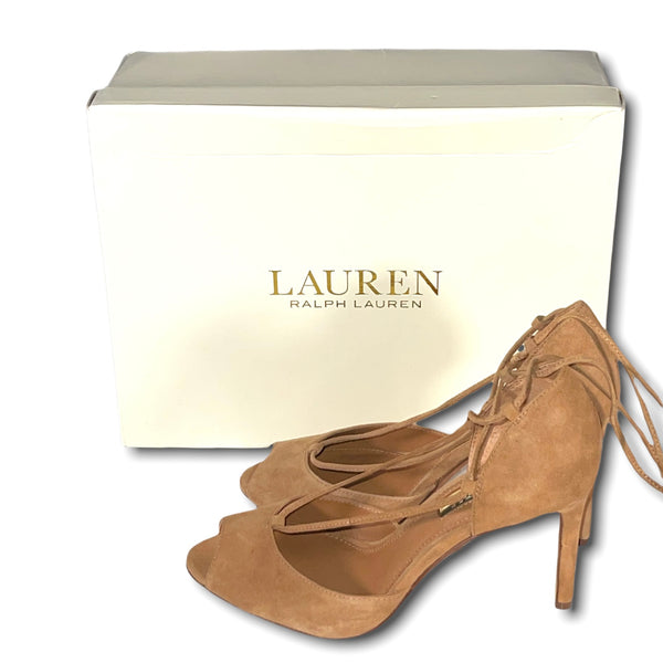 Tan Suede RALPH LAUREN Lace-up Heels (US 7.5)